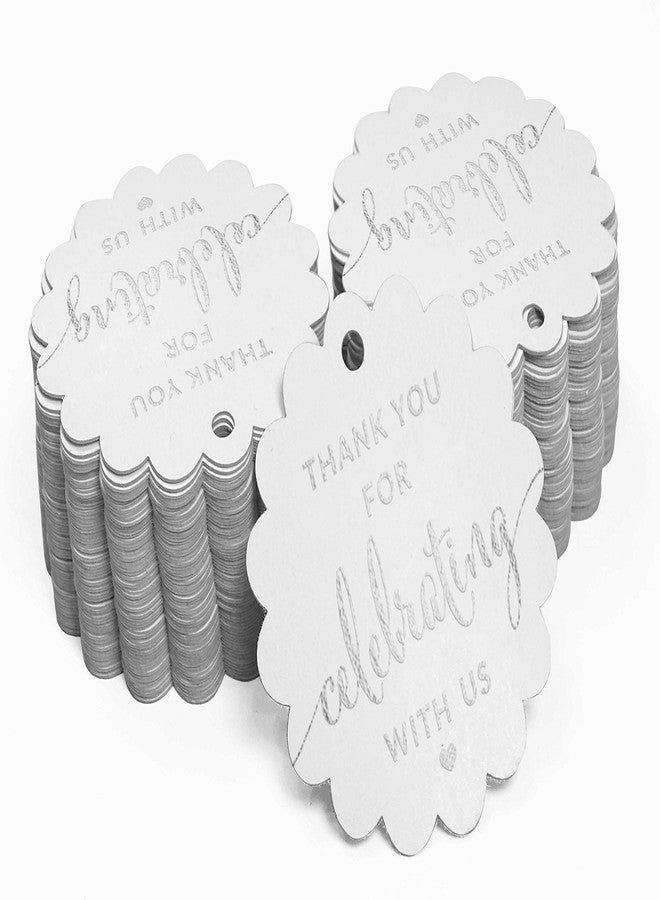 Inkdotpot مجموعة من 100 بطاقة ورقية من رقائق الفضة الحقيقية من إنكدوتبوت، شكرًا لكم على الاحتفال معنا، مناسبة لحفلات توديع العزوبية، وحفلات استقبال المولود، وحفلات التقاعد، وحفلات الزفاف، وأعياد الميلاد. - Image 2